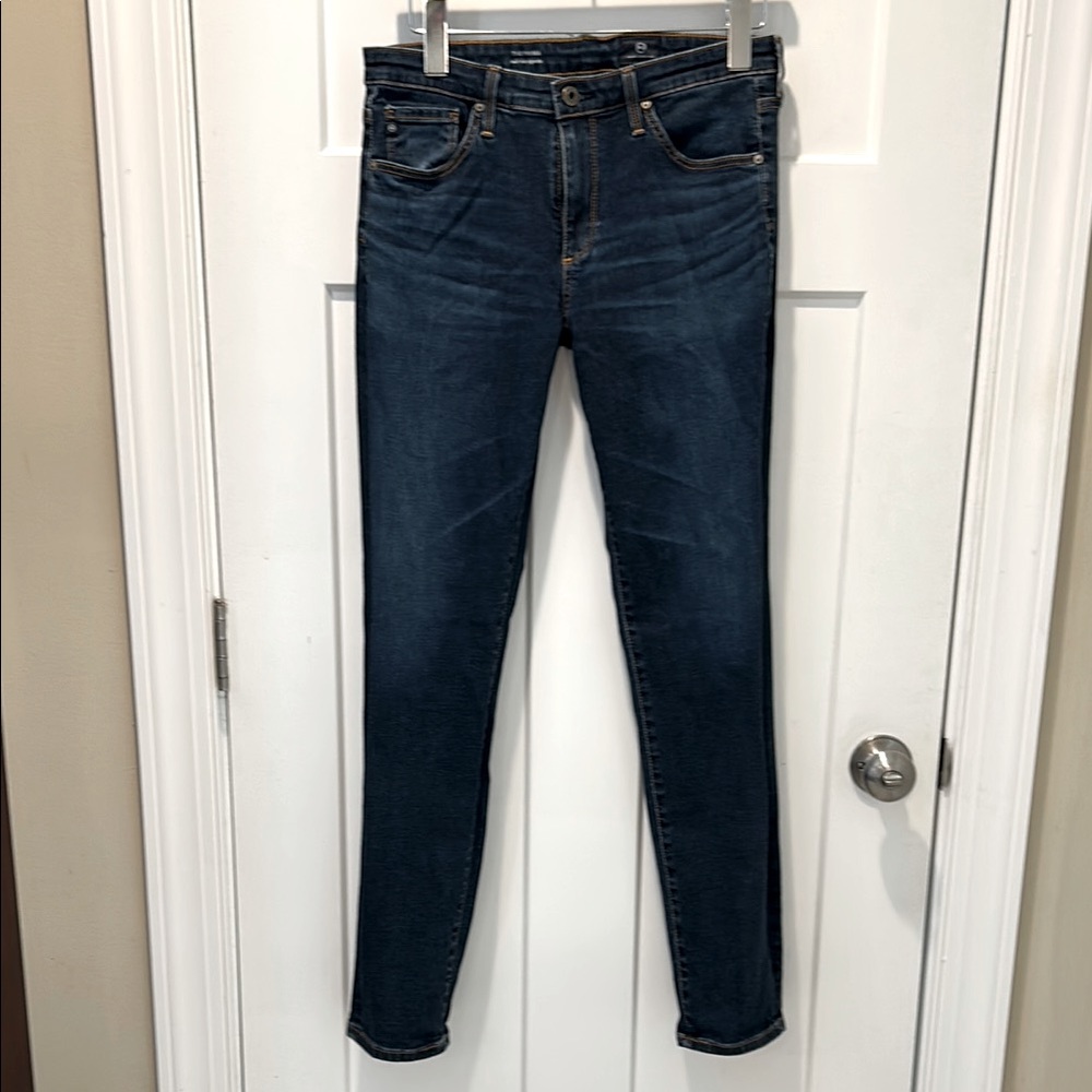 AG Adriano Goldschmied Mid-Rise Cigarette Jeans in Deep Indigo 29R